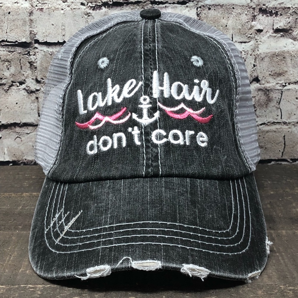 "Lake Hair Don’t Care" Embroidered/Distressed Cap